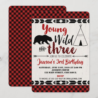 3. Geburtstag Einladung Junge wild drei Bären