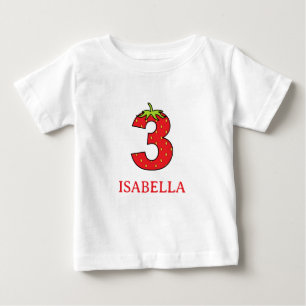 3. Geburtstag Erdbeerthemen-Party Baby T-shirt
