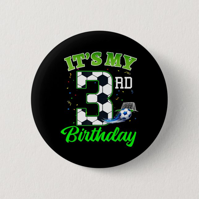 3. Geburtstag Fußball Junge Mädchen Kinder Fußball Button (Vorderseite)