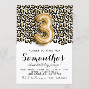 3. Geburtstag Leopard Animal Print Einladung