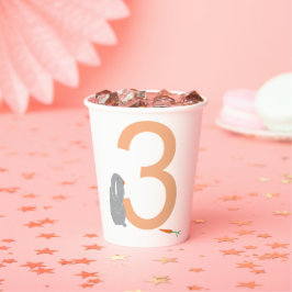 3. Geburtstag Modernes Minimal Graues Party Cups Pappbecher