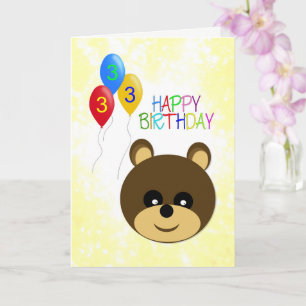 3. Geburtstag Niedlicher Teddybär Karte