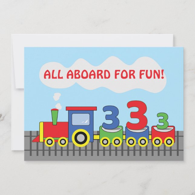 3. Geburtstag Party Einladung Züge personalisieren (Vorderseite)