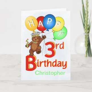 3. Geburtstag Royal Teddy Bear Karte