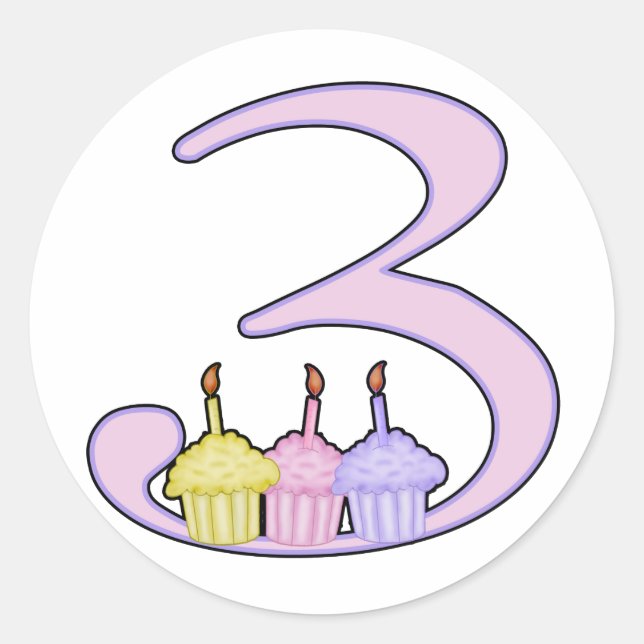 3. Geburtstag Runder Aufkleber (Vorderseite)
