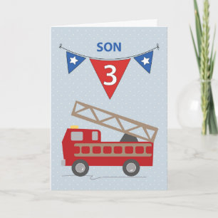 3. Geburtstag Sohn, Feuerwehrwagen Karte