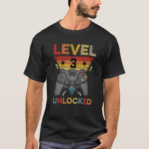 3. Geburtstag Stufe 3 Entsperren Videospiele Gamin T-Shirt