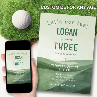 3. Geburtstags-Golf-Par-tee Aquarell jedes Alter Einladung