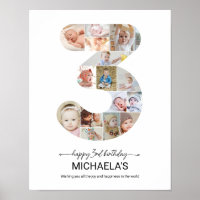 3. Geburtstags Nummer 3 Fotocollage Benutzerdefini