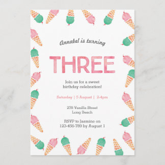 3. Geburtstags-Party | Einladung von Eiscreme