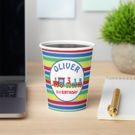 3. Geburtstagsbahn Personalisischer Name Pappbecher