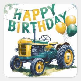 3. Geburtstagsbash für Gear Tractor Quadratischer Aufkleber
