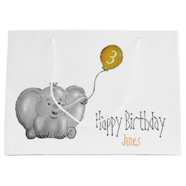 3. Geburtstagselefant mit gelbem Ballon Große Geschenktüte