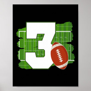 3. Geburtstagsfußball-Thema 3 Jahre alter Fußball  Poster