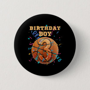 3. Geburtstagskind Drei 3 Jahre alt Basketball-Spi Button