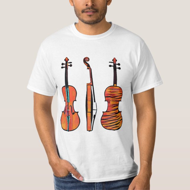 3 Geigen Originale Musikinstrumente Pop Kunst T-Shirt (Vorderseite)