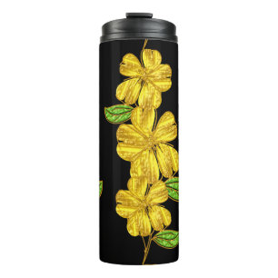 3 gelbe Blumen Thermosbecher