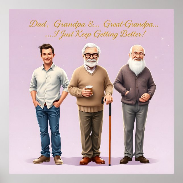 3 Generationen Gönnen der Großfamilie Art Vater Poster (Vorne)