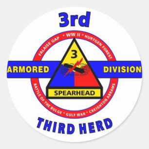 3. GEPANZERTE ABTEILUNG "SPEARHEAD-THIRD HERDE " RUNDER AUFKLEBER