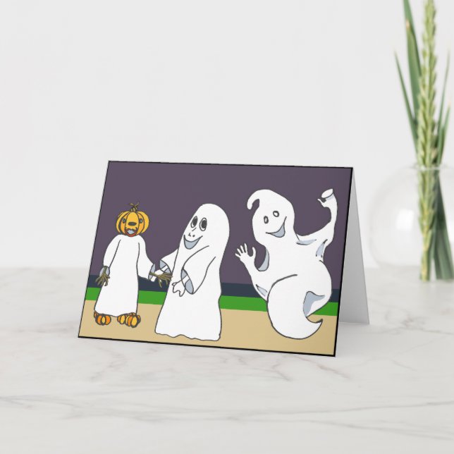 3 Ghosts Trick ou traitement Halloween carte de nu (Devant)
