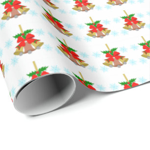 3 Glocken im Schneewackelpapier Geschenkpapier