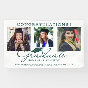 3 Glückwunsch von Fotosammlungen Graduieren grün u Banner