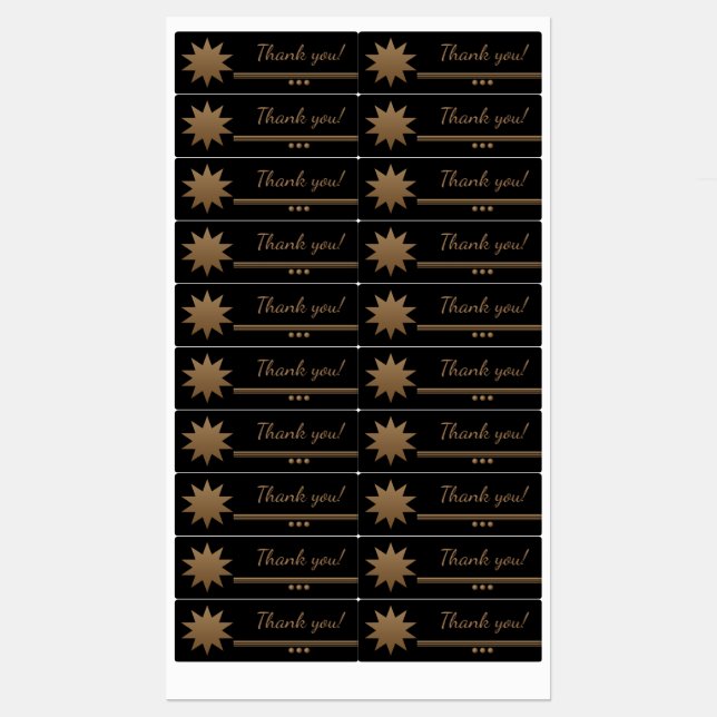 3 Gold Text schwarz teilen Danke Labels Etiketten (Blatt)