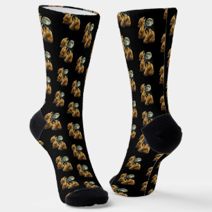 3 Golden Doodle Hunde heulen den Mond Cute Hunde Socken