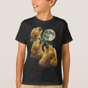 3 Golden Doodle Hunde heulen süß lustig Mond T-Shirt