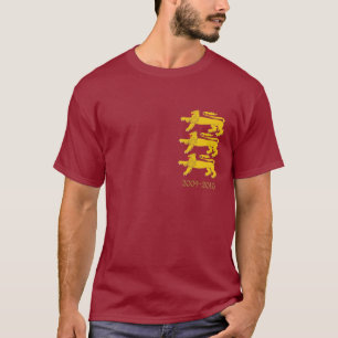 3 Golden Lions auf Burgunder T-Shirt