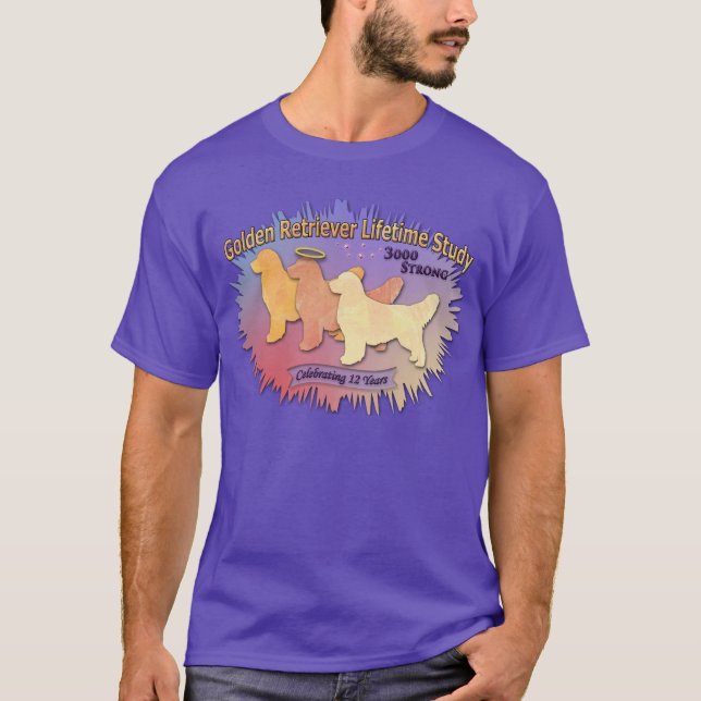 3 Goldene Sterne - lila dunkle Banner T-Shirt (Vorderseite)