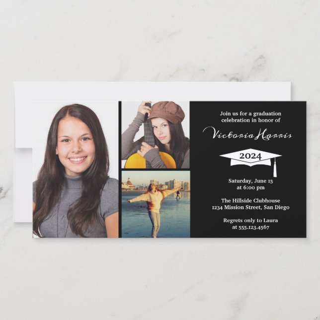 3 Grille photo Collage Classe de Faire-part de gra (Devant)