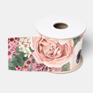 3" Grosgrain Ribbon Geometric Garden Rose Glitzer Ripsband