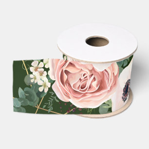 3" Grosgrain Ribbon Geometric Garden Rose Hunter Ripsband