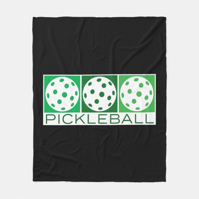 3 Grüne Pickleballs auf Weiß Fleecedecke (Vorderseite)