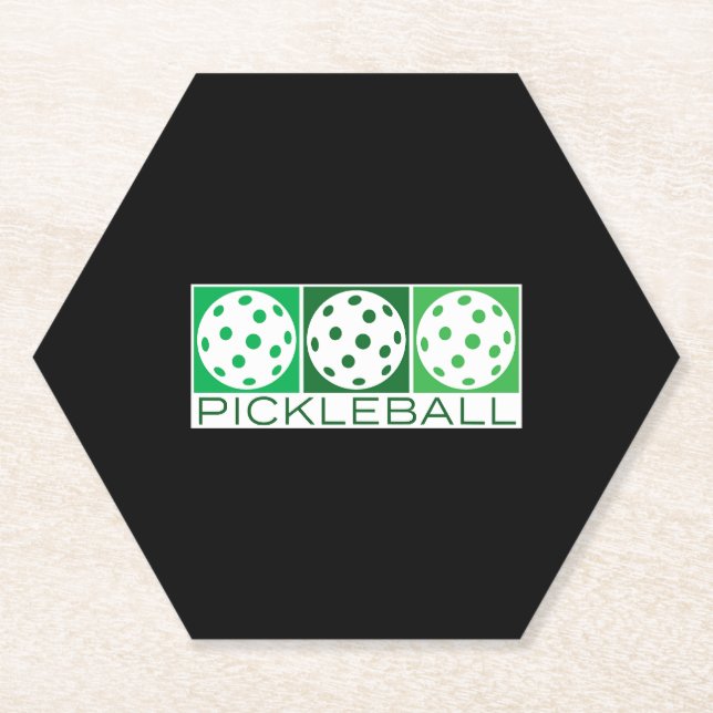 3 Grüne Pickleballs auf Weiß Untersetzer (Vorderseite)