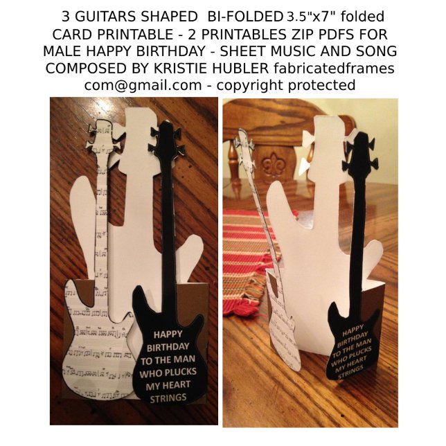3 Guitars Song Sheet Music Man Happy Birthday Card (Von Creator hochgeladen)