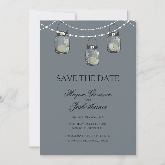 3 Hanging Mason Jars - SAVE THE DATE (Vorderseite)