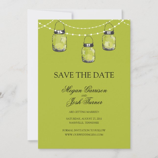 3 Hanging Mason Jars - SAVE THE DATE (Vorderseite)