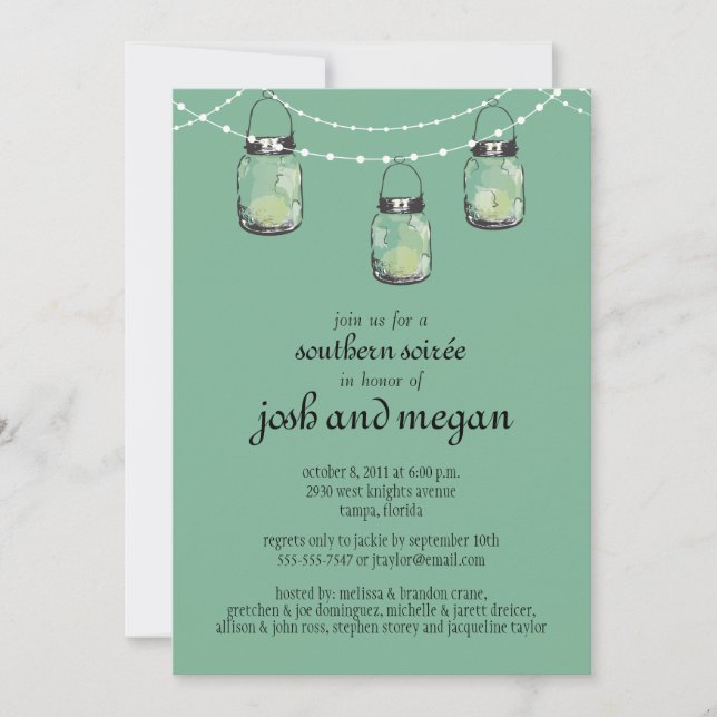 3 HangMason Jars - Engagement Party Einladung (Vorderseite)