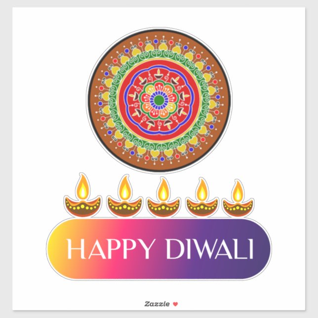 3. Happy Diwali das Festival der Lichter Indiens Aufkleber (Blatt)