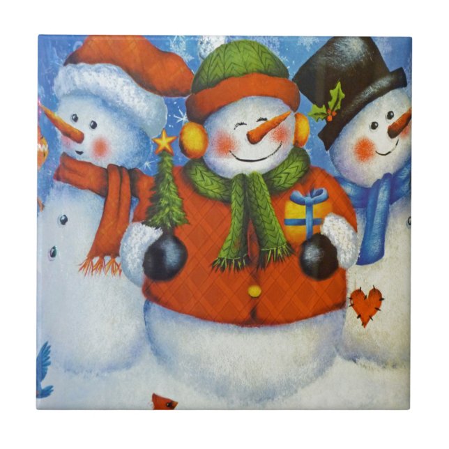 3 Happy Snowmen Fliese (Vorderseite)