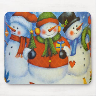 3 Happy Snowmen Mousepad