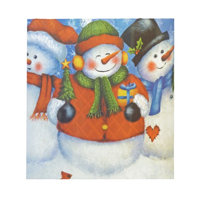 3 Happy Snowmen Notizblock (Vorderseite)