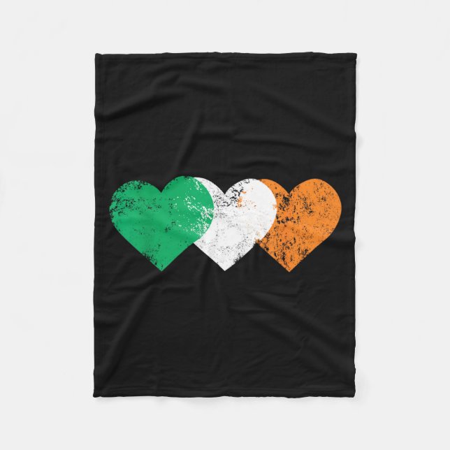3 Hearts Ireland Flag St. Patricks Day Irish Flags Fleecedecke (Vorderseite)