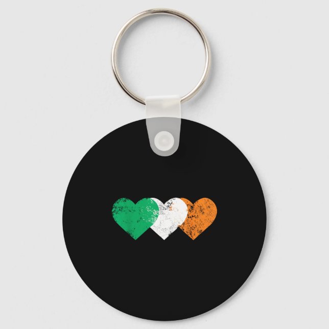 3 Hearts Ireland Flag St. Patricks Day Irish Flags Schlüsselanhänger (Vorderseite)