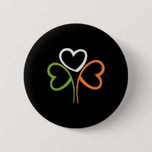 3 Hearts Shamrock Irland Flagge St Patrick's Day I Button