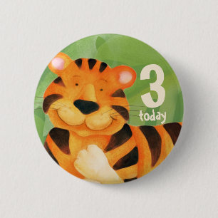 3 heute niedlicher Tigerkunstknopf/-Abzeichen Button