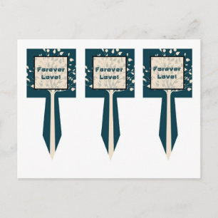 3 Hochzeit von Navy/Creme Tree Cup Picks Postkarte