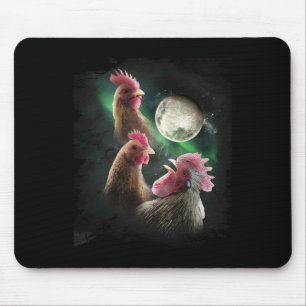 3 Hühner Mond Wolf Hühner heulende Wölfe Mousepad